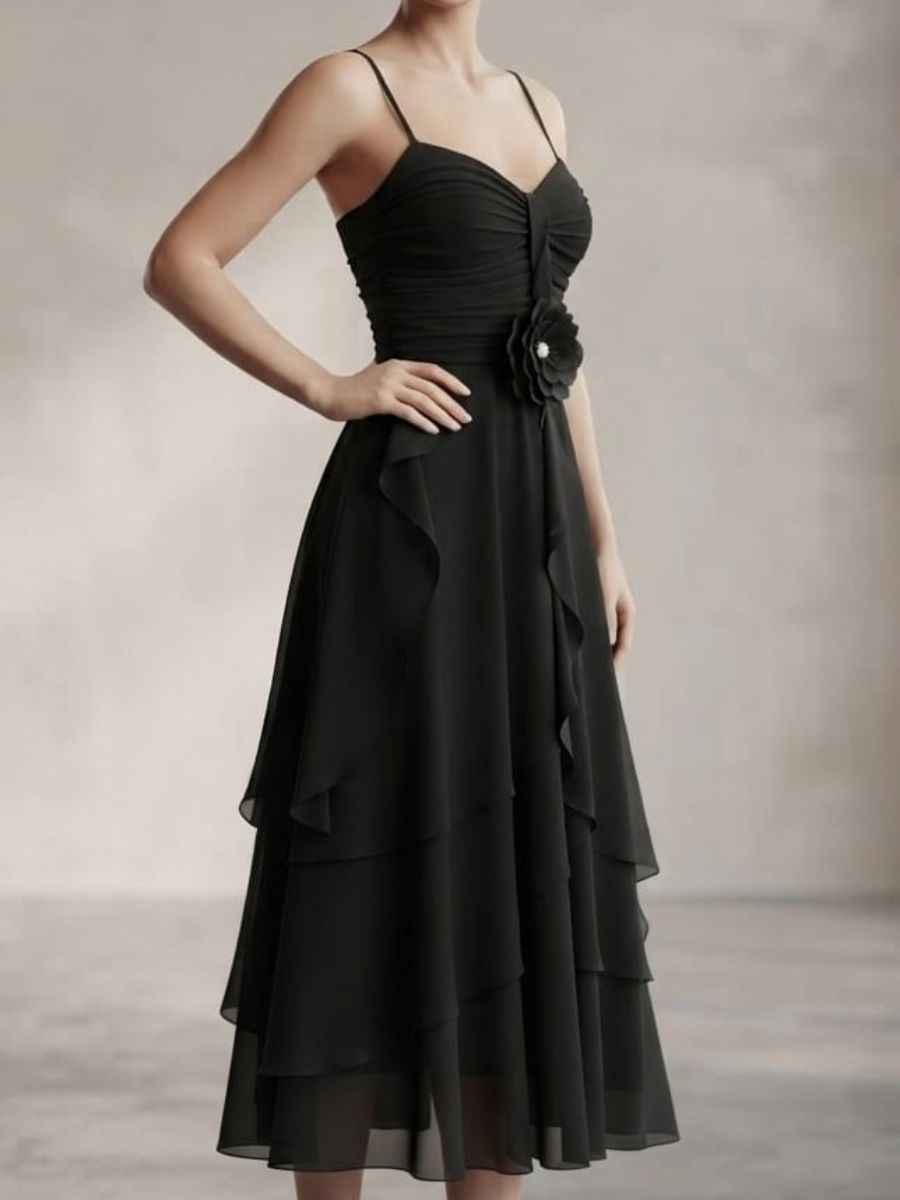 ModaFesta -spaghetti-flairy-power-net -dress-black
